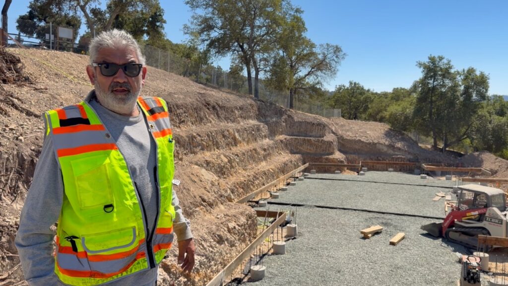 Joe from Terrasas Inc at a hillside commercial concrete foundation project, Bay Area